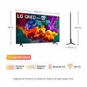 LG QNED evo AI QNED85 Mini LED Sports Forecast by AI Concierge displays a live soccer match with an on-screen AI panel presenting predictions, player insights, and league data, suggesting how AI analyzes gameplay to forecast match outcomes. 